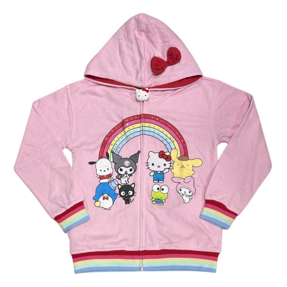 Licensed Girl's Hello Kitty & Friends Full Zip Up Hoodie with Pockets - Pink